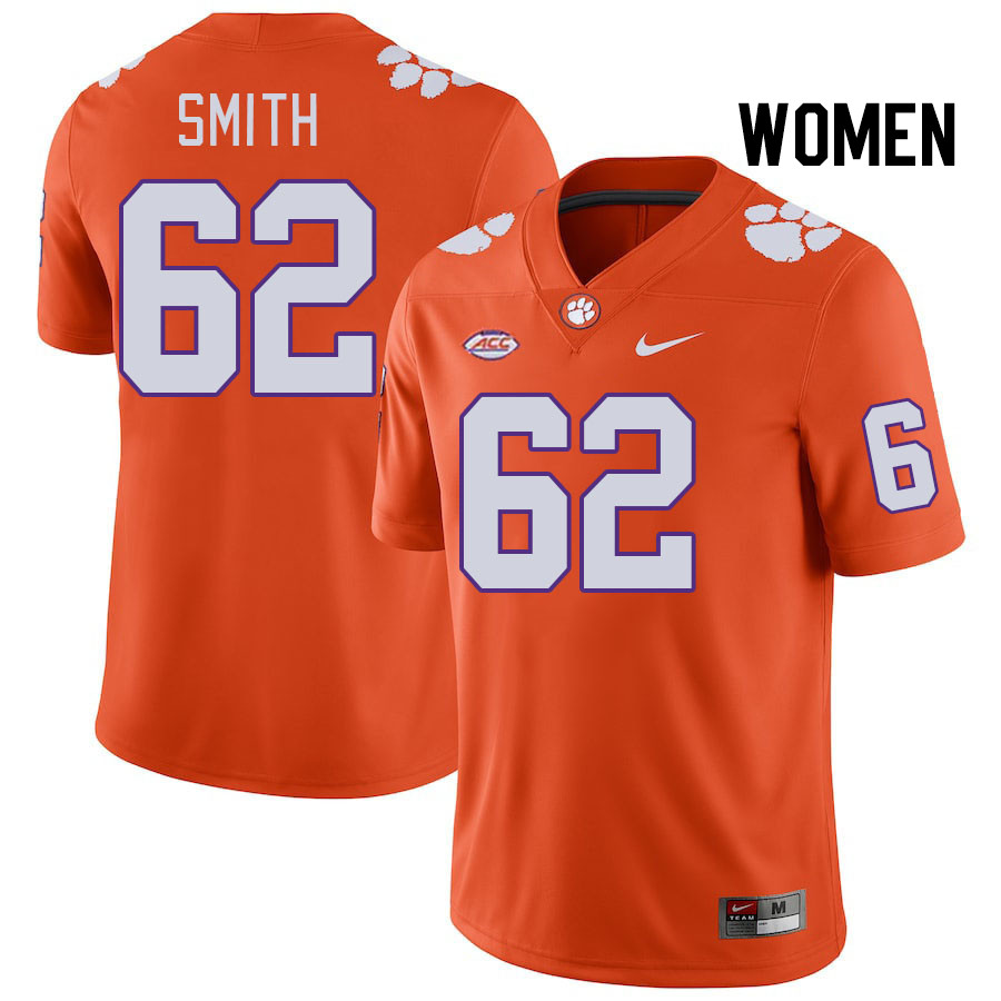 Women #62 Bryce Smith Clemson Tigers College Football Jerseys Stitched Sale-Orange - Click Image to Close